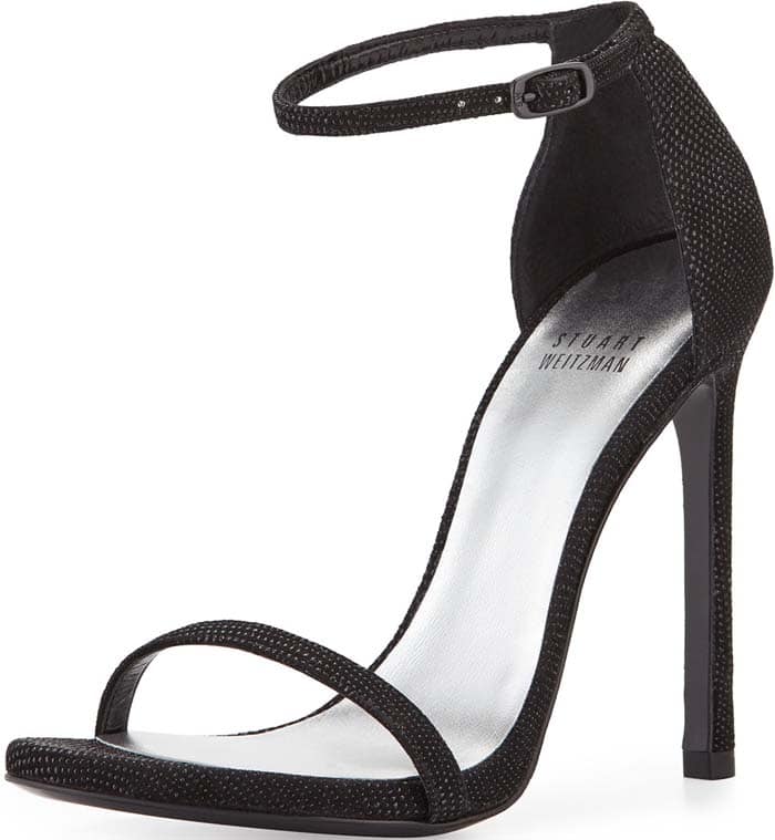 Stuart Weitzman Nudist Goosebump Black Sandals