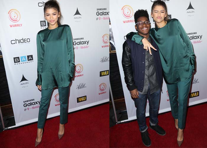 Zendaya poses with T-Boz on the red carpet