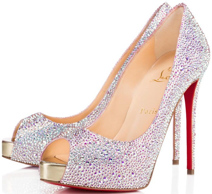 Christian Louboutin New Very Riche Strass Peep-Toe Pumps