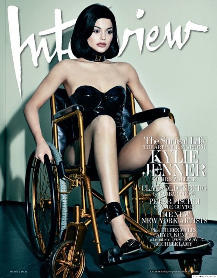 Kylie Jenner poses with a wheelchair in her Interview magazine cover