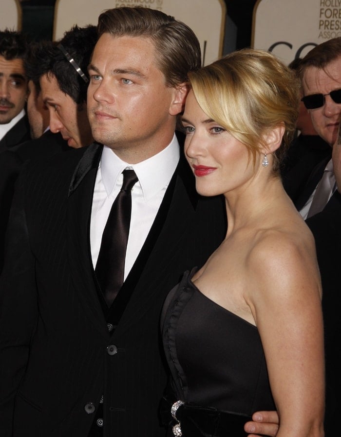 Actors Kate Winslet and Leonardo DiCaprio at the 66th Annual Golden Globe Awards