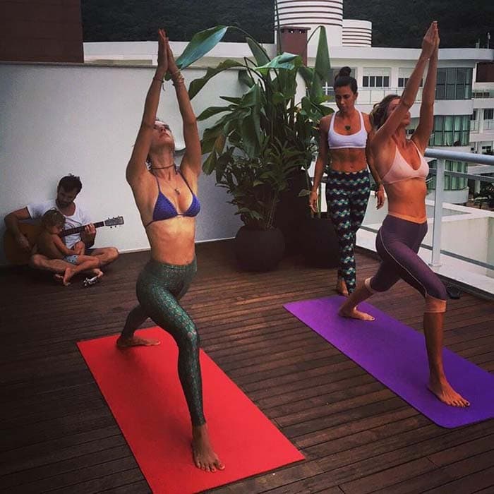 Alessandra Ambrosio shares a photo of her doing yoga while on vacation on her Instagram