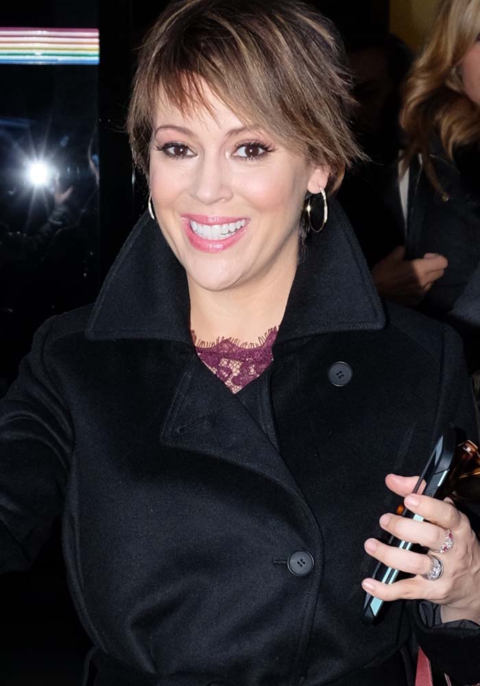 Alyssa Milano shows off her cropped hair as she leaves "The Wendy Williams Show"