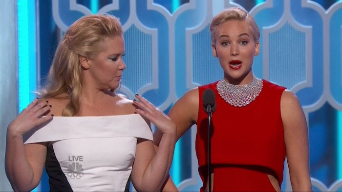 Jennifer Lawrence and Amy Schumer present together at the Globes