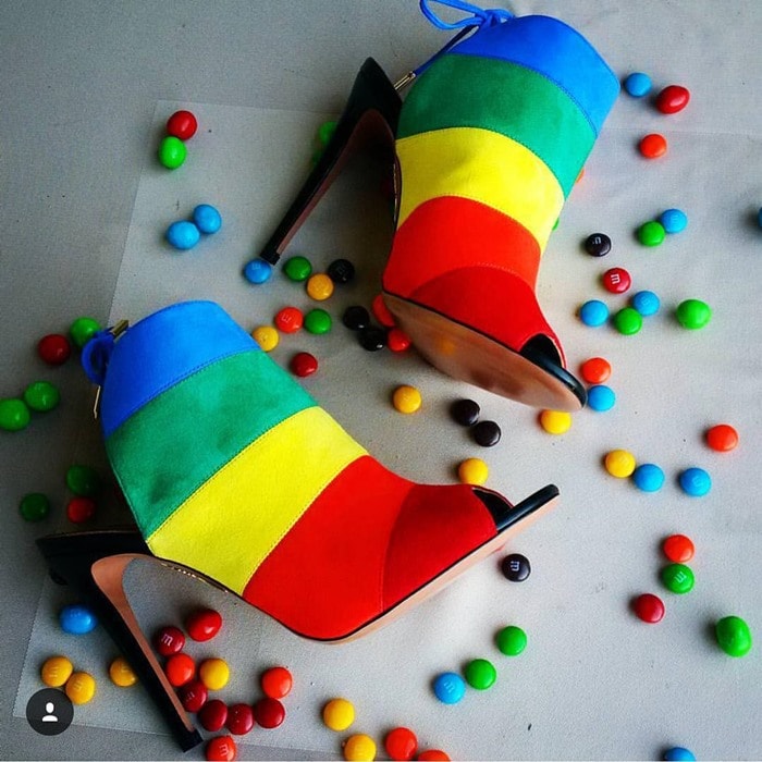 Aquazzura Rainbow Striped Suede Sandals
