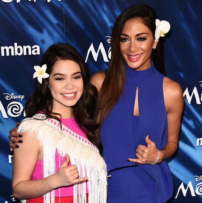 Auli'i Cravalho and Nicole Scherzinger attends the UK Gala screening of "MOANA"