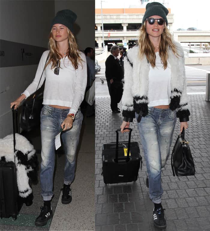 Behati Prinsloo arrives at Los Angeles International Airport (LAX) for a departing flight in California on January 22, 2016