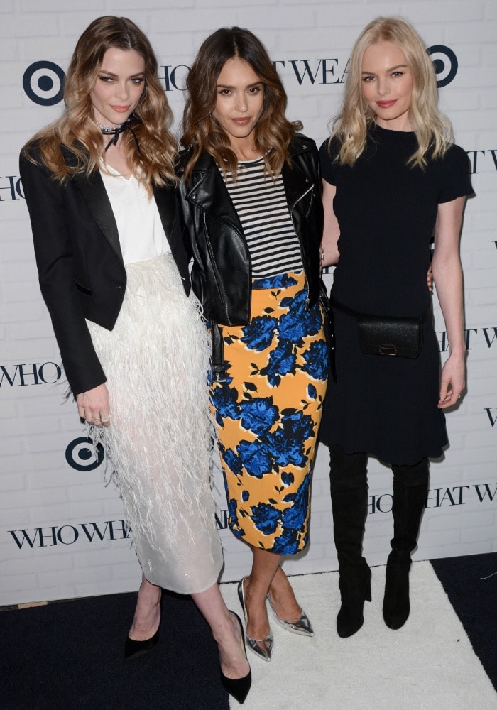 Jaime King (5'8"), Jessica Alba (5'6 ¼"), and Kate Bosworth (5'5") showcase their chic styles and height differences at the Who What Wear x Target Launch Party in NYC