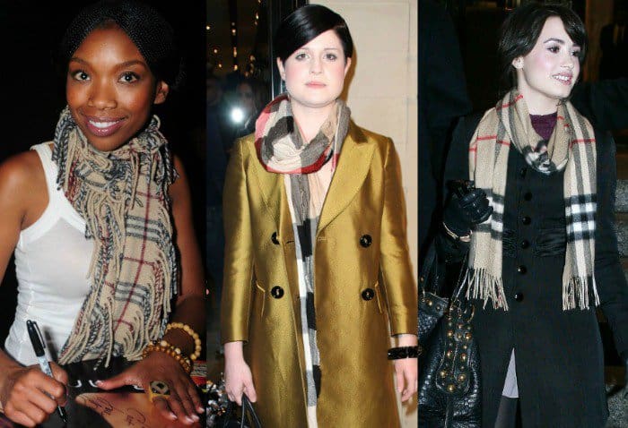 Fashion Icons in Burberry: Brandy, Kelly Osbourne, and Demi Lovato wearing Burberry at various events