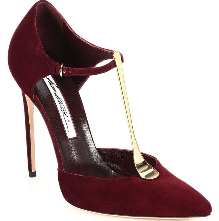 Bordeaux Brian Atwood "Astral" Metal T-Strap Pumps