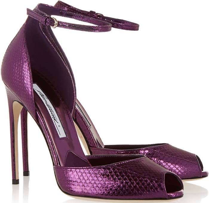 Purple Brian Atwood "Oriana" Metallic Watersnake Sandals