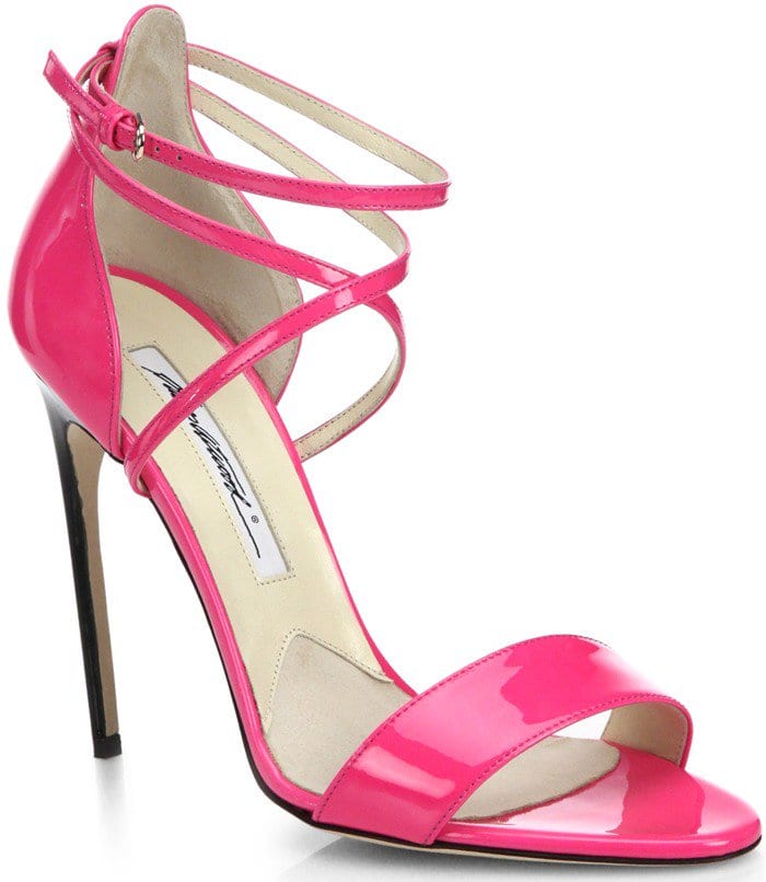 Brian Atwood Pink Tamy Patent Leather Strappy Sandals