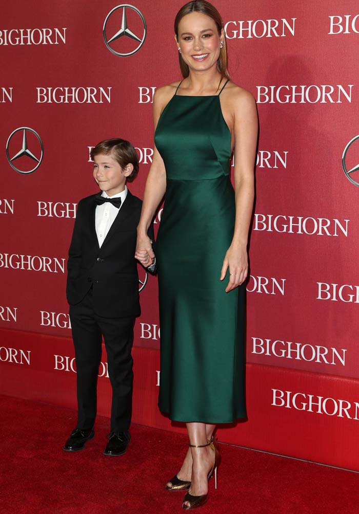 Actor Jacob Tremblay and actress Brie Larson arrive for the 27th Annual Palm Springs International Film Festival Awards Gala