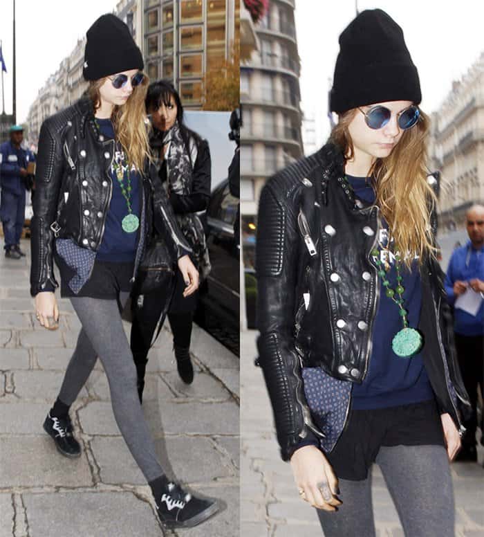 Cara Delevingne leaving her hotel in Paris on October 20, 2015