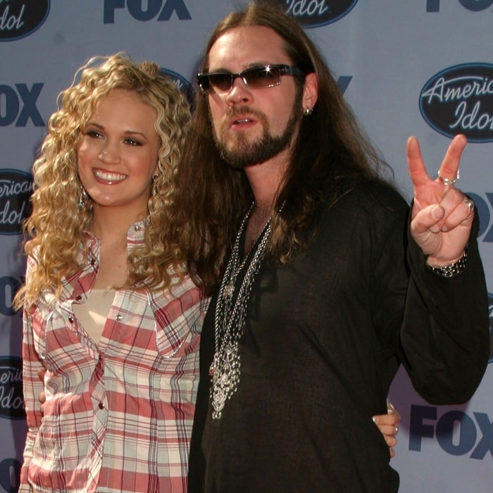 American Idol winner Carrie Underwood and runner up Harold Elwin "Bo" Bice Jr. pose at the American Idol Finale: Results Show