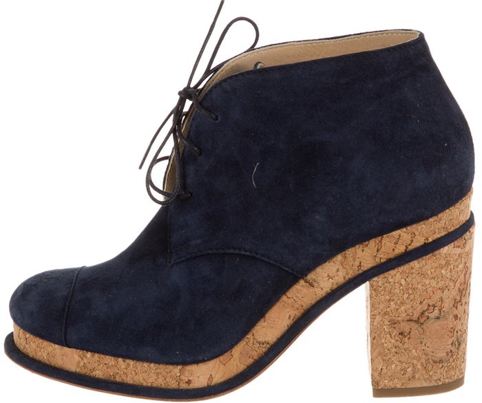 Chanel Suede and Cork Lace-Up Boots