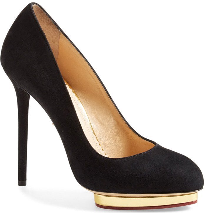 Charlotte Olympia Dotty Suede Platform Pump Black