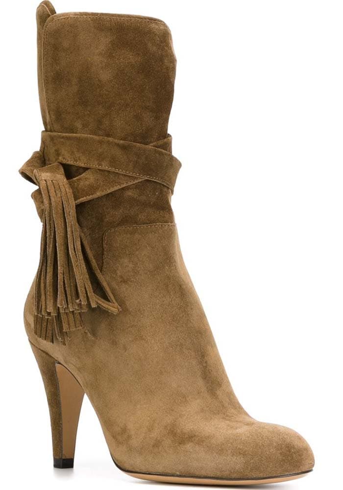 Chloé Hannah Tassel-Trimmed Suede Ankle Boots