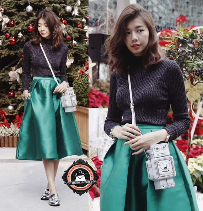 Amelyn Beverly was ready for Christmas in a gorgeous green skirt