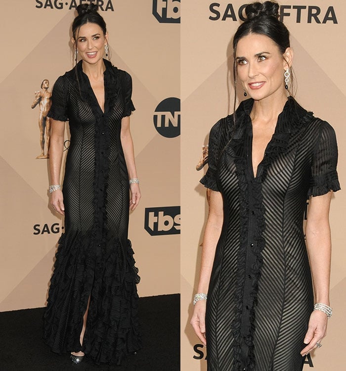 Demi Moore wows at the SAG Awards in a floor-length black Zac Posen dress
