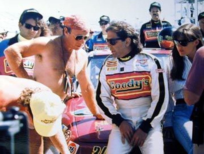 Director Tony Scott and producer Don Simpson on the set of Days of Thunder (1990)