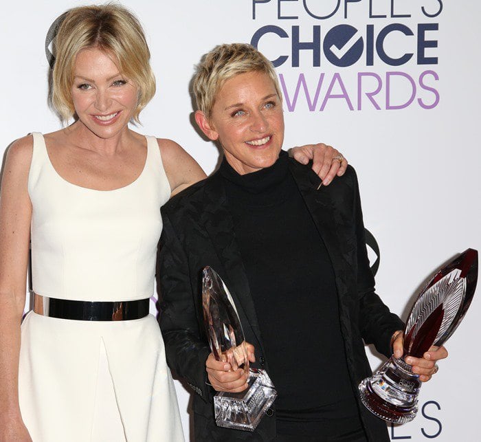 Portia de Rossi and Ellen DeGeneres attend the 2016 People's Choice Awards held January 6 in Los Angeles