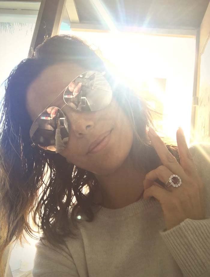 Eva Longoria wet-hair-selfie from Instagram