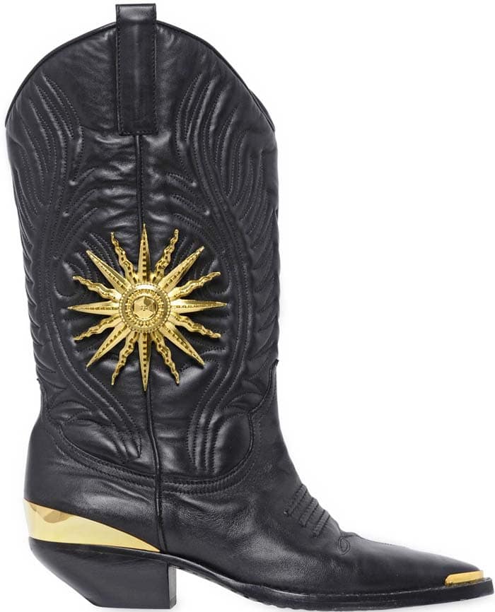 Fausto Puglisi 30mm Embossed Leather Cowboy Boots