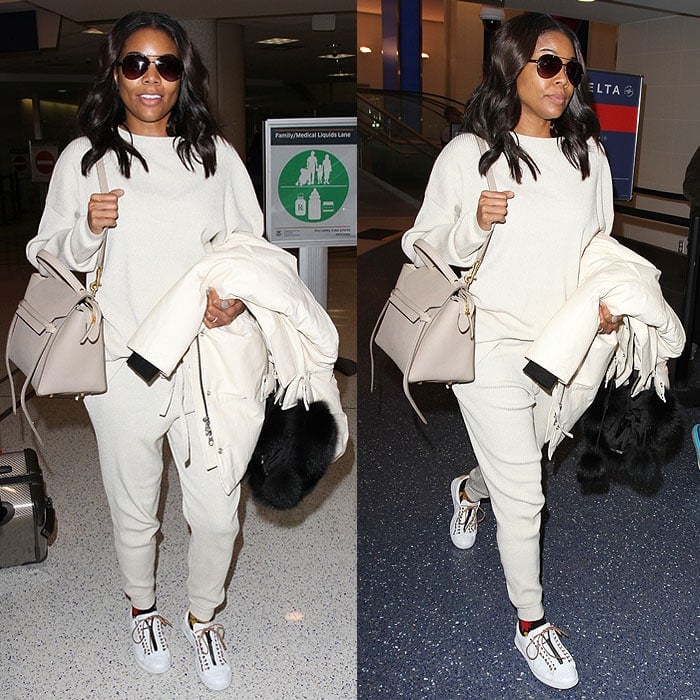 Gabrielle Union white sneakers