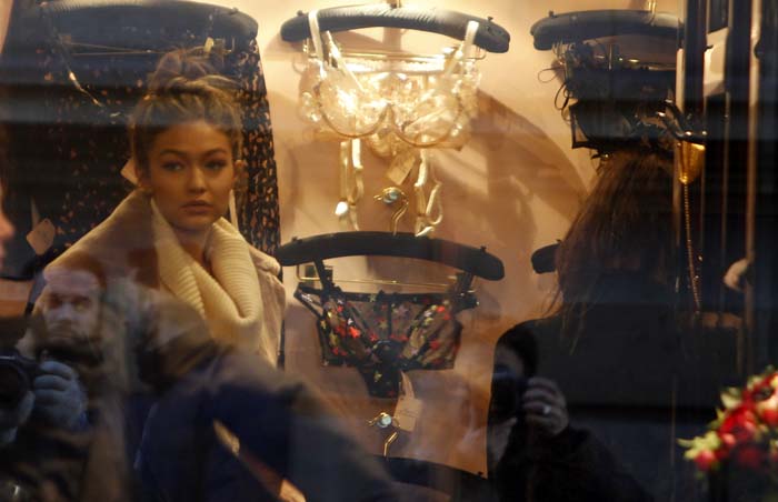 Gigi Hadid was spotted shopping for lingerie in Paris while out with her sister Bella