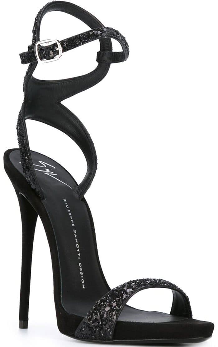 Black Giuseppe Zanotti "Gwyneth" Glitter Sandals