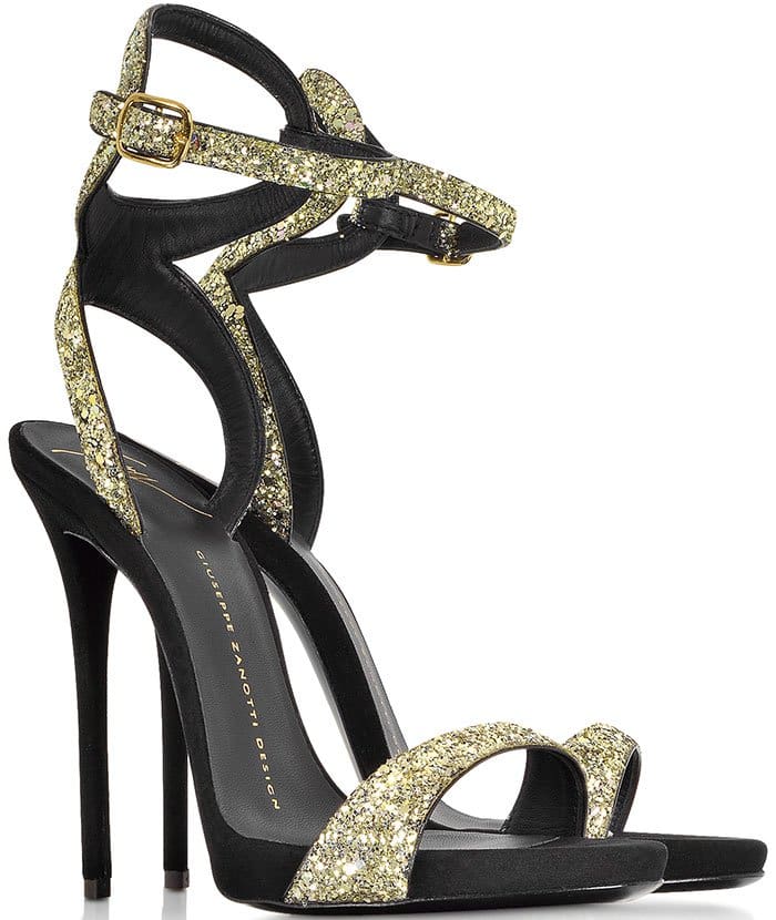 Gold Giuseppe Zanotti "Gwyneth" Glitter Sandals