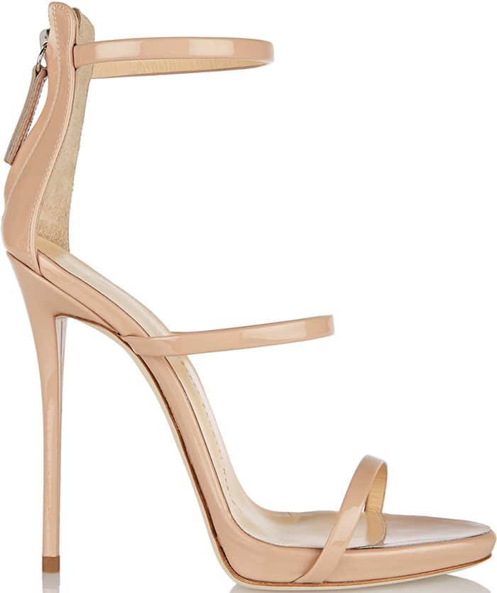 Giuseppe Zanotti Triple Strap Sandals Nude Patent