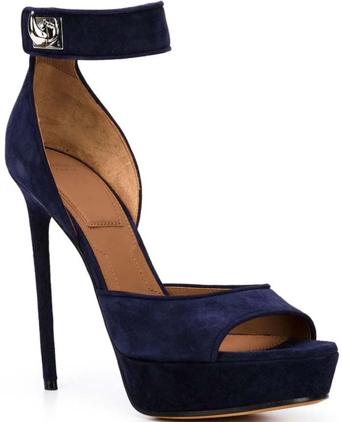 Givenchy Suede "Shark-Lock" Platform Sandals in Blue