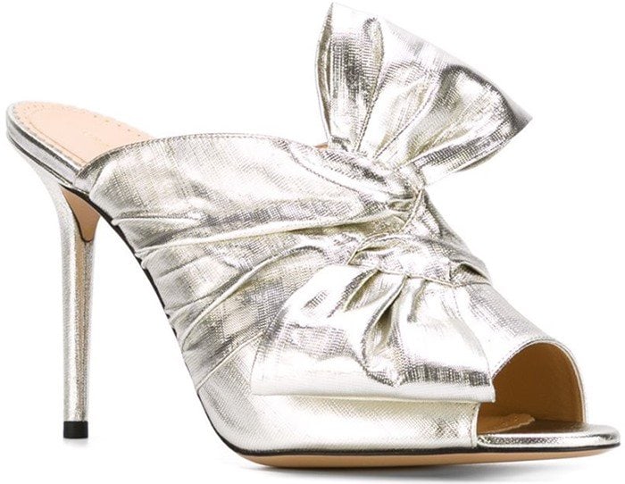 These metallic 'Ilona' mules are decorated with a twisted bow detail