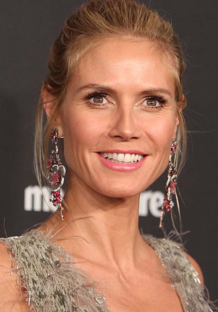 Heidi Klum wears her hair back at the Golden Globes and the Weinstein Company and Netflix 2016 After Party