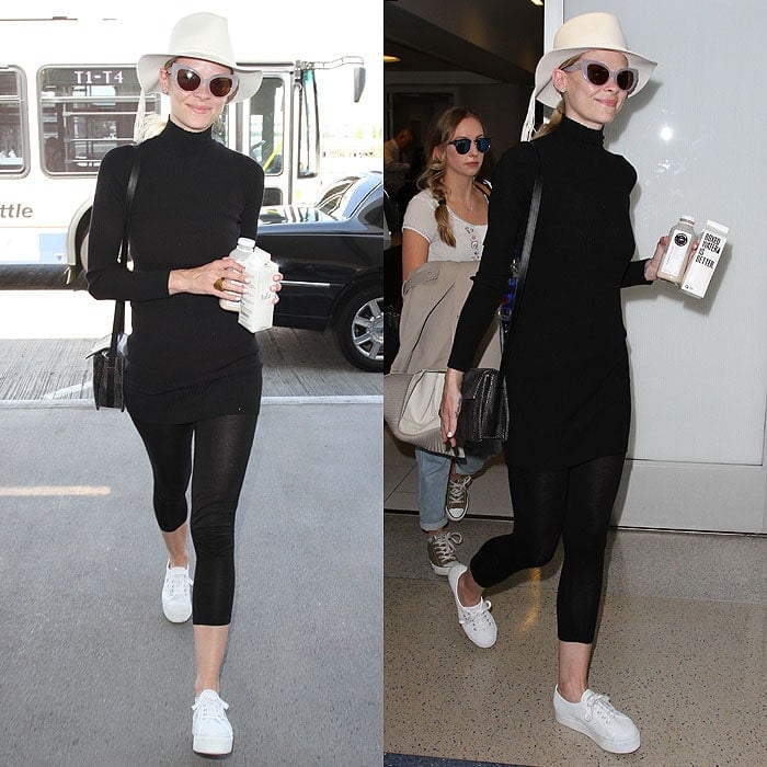 Jaime King white sneakers