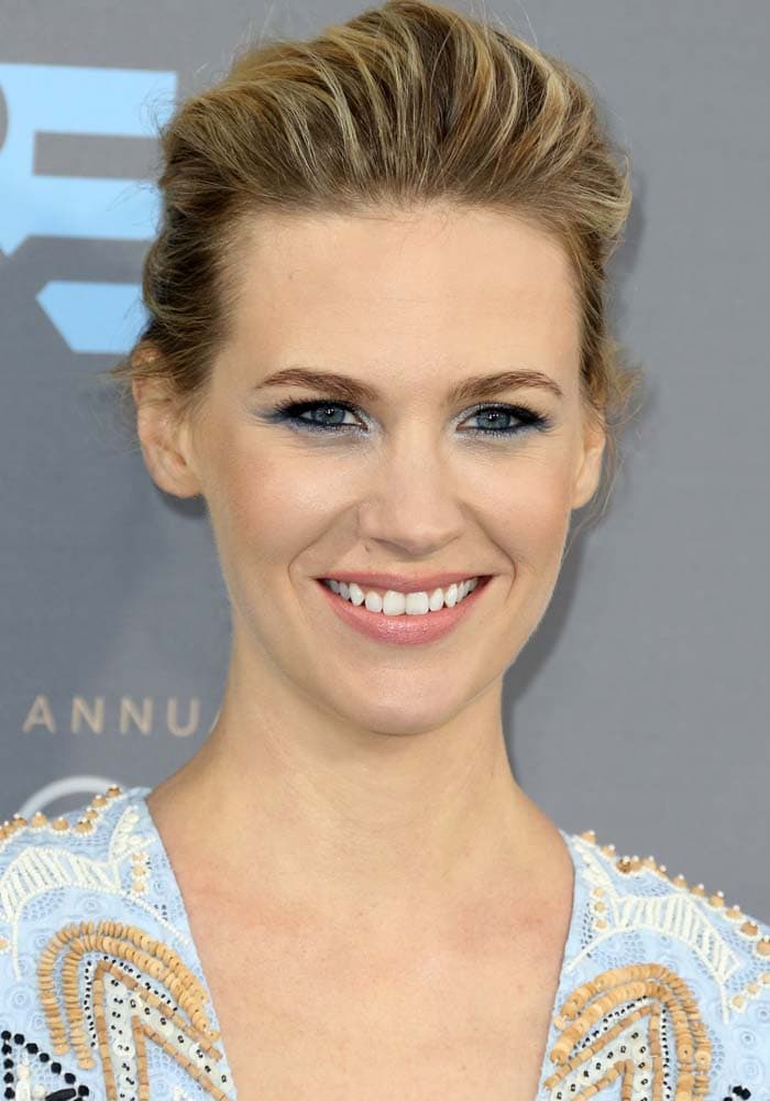 January Jones wears her hair back at the 21st Annual Critics' Choice Awards