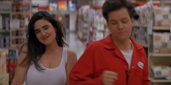 Frank Whaley as Jim Dodge and Jennifer Connelly as Josie McClellan in Career Opportunities