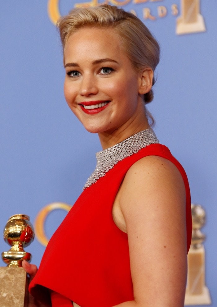 Jennifer Lawrence bags the Golden Globe for Best Actress in a Comedy or Musical Motion Picture for her role in Joy