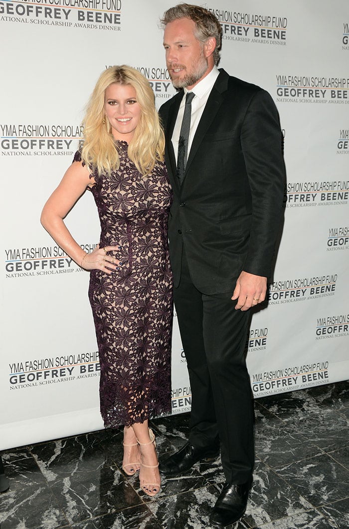 Jessica Simpson and husband Eric Johnson pose together for photos