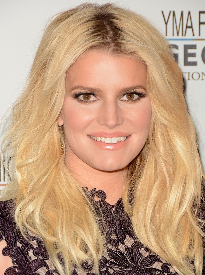 Jessica Simpson wears her blonde hair down at the YMA Fashion Scholarship Fund Geoffrey Beene National Scholarship Awards Gala