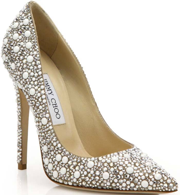 Jimmy Choo "Anouk" Crystal-Embellished Suede Pumps