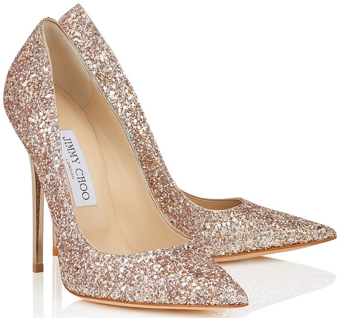 Coarse Glitter Fabric Jimmy Choo “Anouk” Pumps