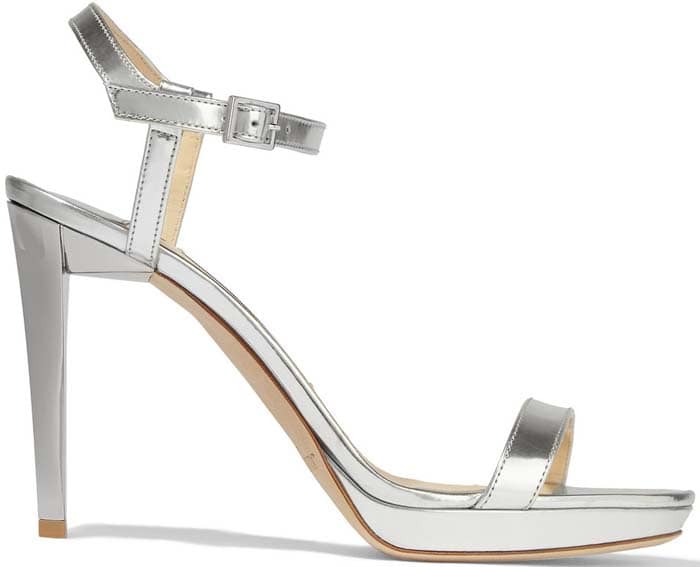 Jimmy Choo "Claudette" Mirrored-Leather Platform Sandals