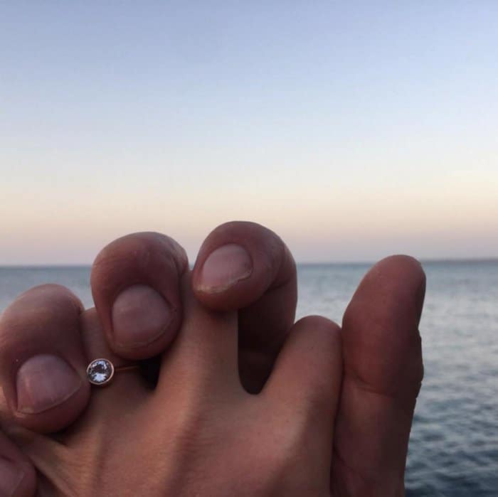 Julia Stiles's minimalist engagement ring