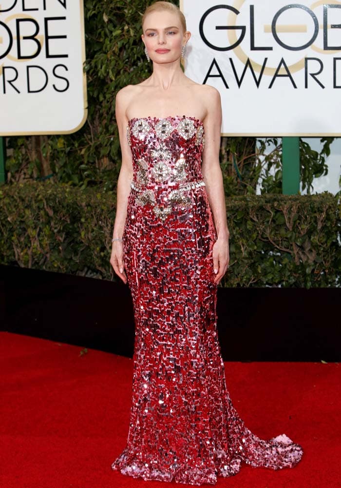 Kate Bosworth stuns in a sparkling floor-length gown from Dolce & Gabbana