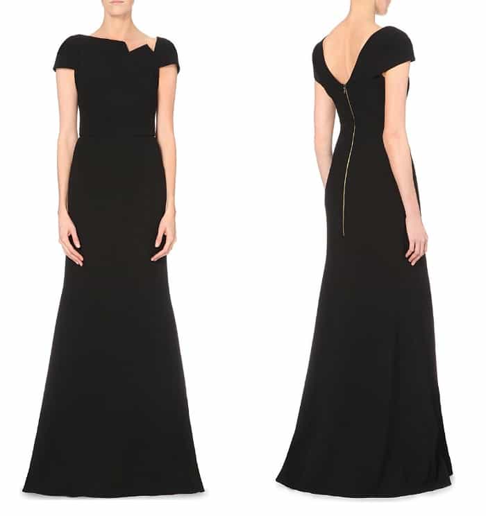 Roland Mouret Asymmetric Cap-Sleeve Gown
