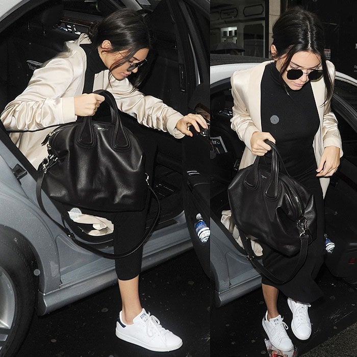 Kendall Jenner wears comfortable and clean white sneakers