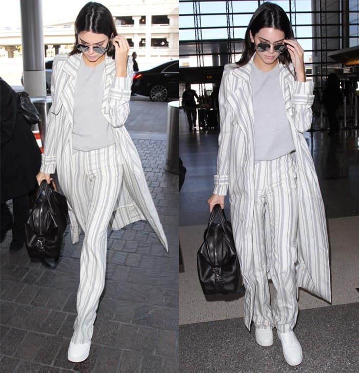 Kendall Jenner departs on a flight from Los Angeles International Airport (LAX) in California on January 21, 2016